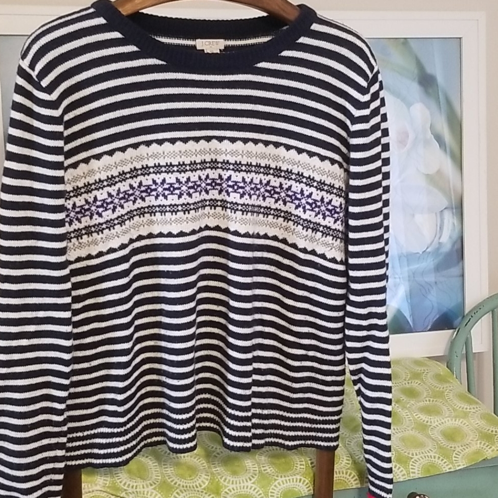 J. Crew Striped Fair Isle Sweater